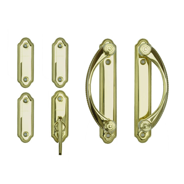 Andersen Whitmore 4-Panel Gliding Door Interior Hardware Set in Bright Brass (Half-Kit)