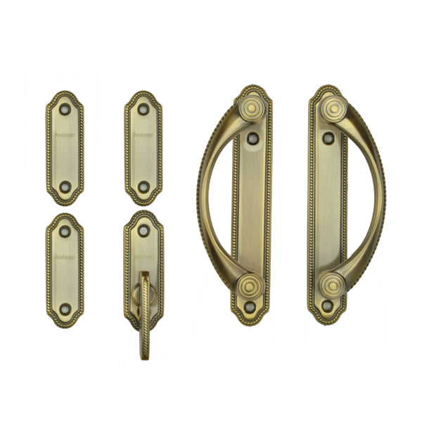 Andersen Whitmore 4-Panel Gliding Door Interior Hardware Set in Antique Brass (Half-Kit)