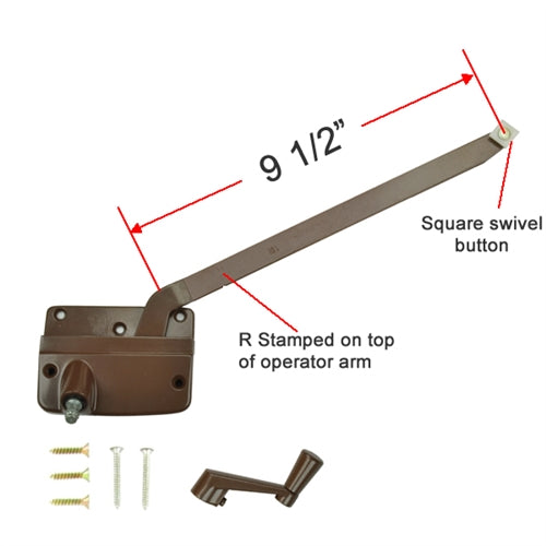 Andersen #7073B Operator (Right Hand) with 9-1/2" Arm Length in Bronze Color (1960 to 1974) | windowpartshop.com.