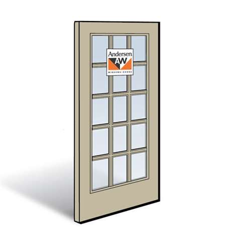 Andersen Active Right Hand Panel Sandtone Exterior with Pine Interior High-Performance Low-E4 Finelight Tempered Glass Size 2968 | windowpartshop.com.