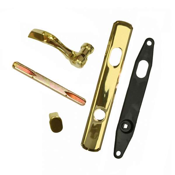 Andersen Newbury Style (Single Active) Exterior Hardware Set in Bright Brass - Left Hand - Half Kit | windowpartshop.com.