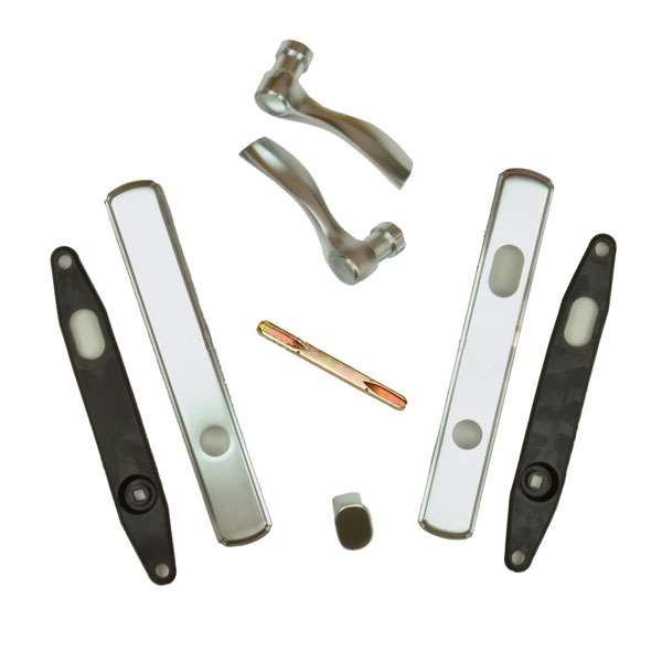 Andersen Newbury Style (Double Active) Exterior Hardware Set in Brushed Chrome - Half Kit | windowpartshop.com.