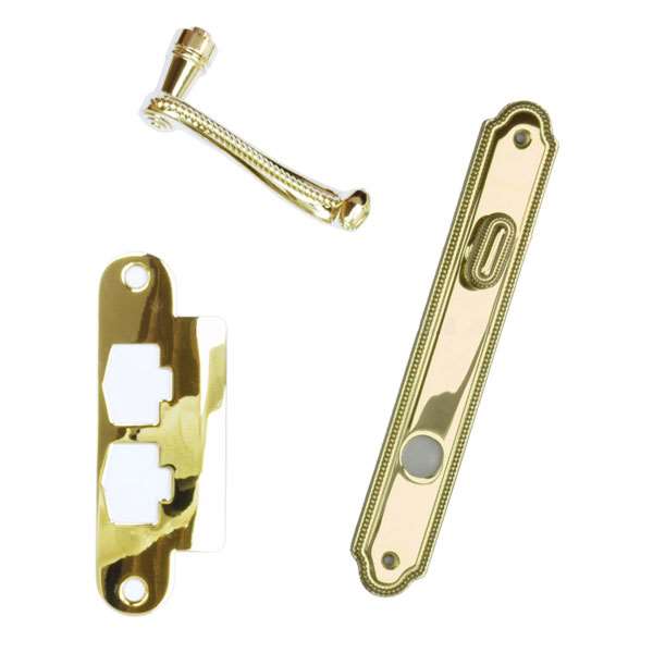 Andersen Whitmore Style (Single Active) Interior Hardware Set in Bright Brass - Left Hand - Half Kit | windowpartshop.com.