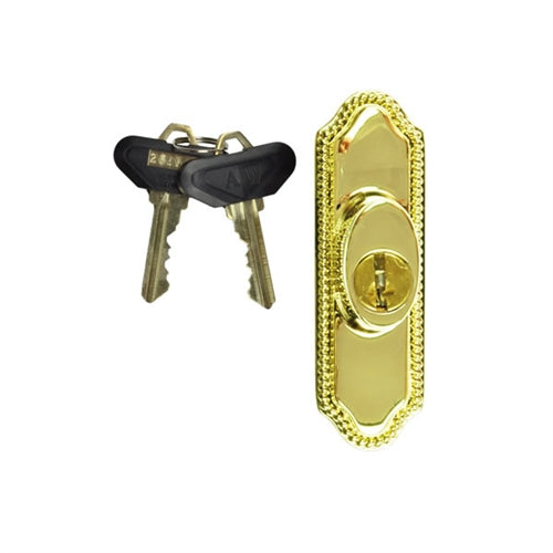 Andersen Whitmore Style - Exterior Keyed Lock with Keys (Right Hand) in Bright Brass | windowpartshop.com.