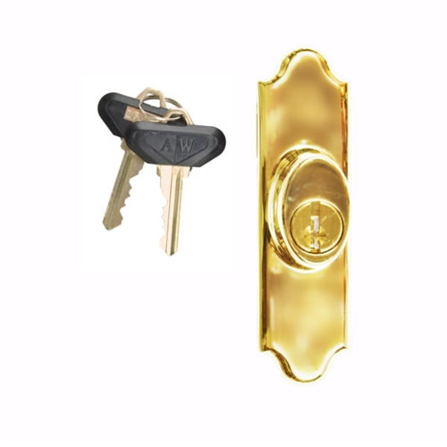 Andersen Covington Style - Exterior Keyed Lock with Keys (Right Hand) in Bright Brass | windowpartshop.com.