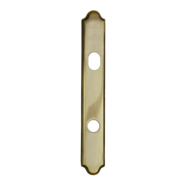 Andersen Covington Style (Active-Panel) Exterior Escutcheon Plate in Antique Brass finish | windowpartshop.com.