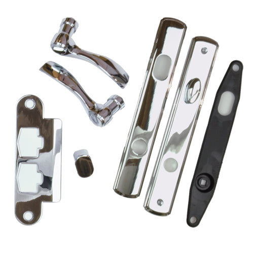 Andersen Newbury Style (Single Active) Hinged Patio Door Hardware Set in Polished Chrome | windowpartshop.com.