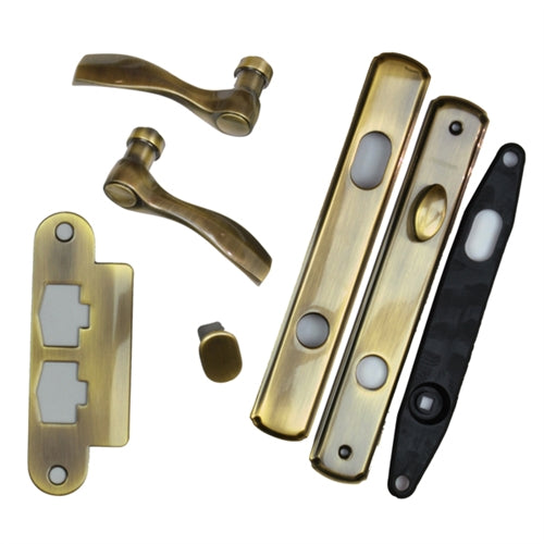 Andersen Newbury Style (Single Active) Hinged Patio Door Hardware Set in Antique Brass | windowpartshop.com.