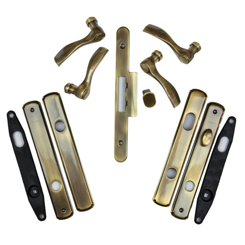 Andersen Newbury Style (Double Active) Hinged Door Hardware Set in Antique Brass | windowpartshop.com.