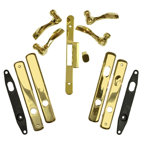 Andersen Newbury Style (Double Active) Hinged Door Hardware Set in Bright Brass | windowpartshop.com.