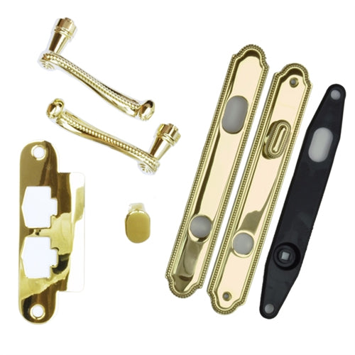 Andersen Whitmore Style (Single Active) Hinged Door Hardware Set in Bright Brass | windowpartshop.com.