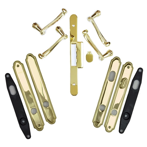 Andersen Whitmore Style (Double Active) Hinged Door Hardware Set in Bright Brass | windowpartshop.com.