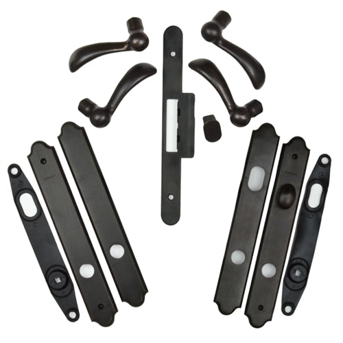 Andersen Encino Style (Double Active) Hinged Door Hardware Set in Distressed Bronze | windowpartshop.com.