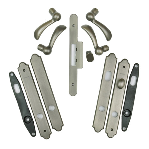 Andersen Encino Style (Double Active) Hinged Door Hardware Set in Distressed Nickel | windowpartshop.com.