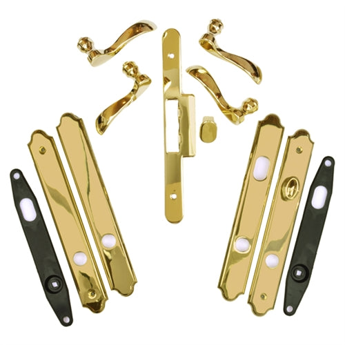 Andersen Covington Style (Double Active) Hinged Door Hardware Set in Bright Brass | windowpartshop.com.