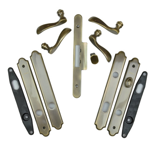 Andersen Covington Style (Double Active) Hinged Door Hardware Set in Antique Brass | windowpartshop.com.