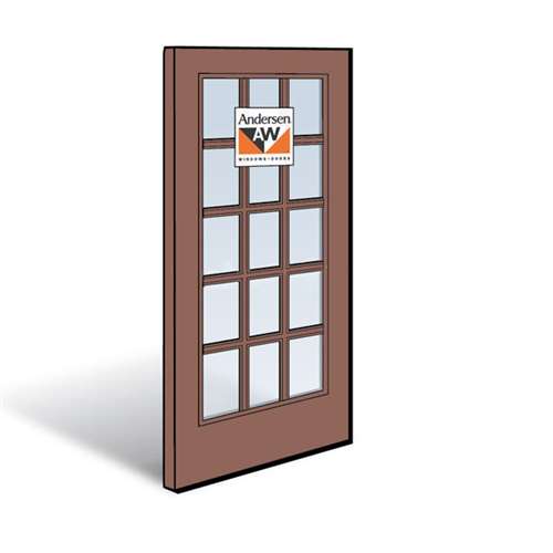 Andersen Active Right Panel Terratone Exterior with Pine Interior High-Performance Low-E4 Finelight Tempered Glass Size 3168 | windowpartshop.com.