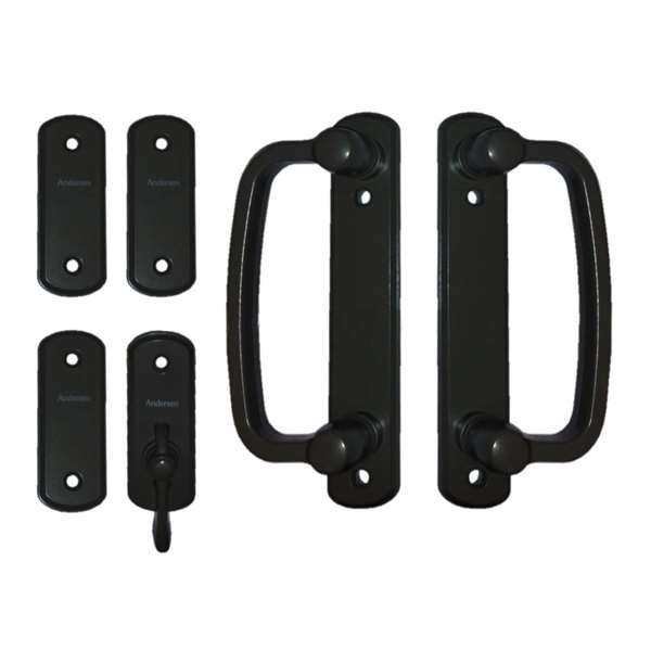 Andersen Albany 4-Panel Gliding Door Interior Hardware Set in Black(Half-Kit) | windowpartshop.com.